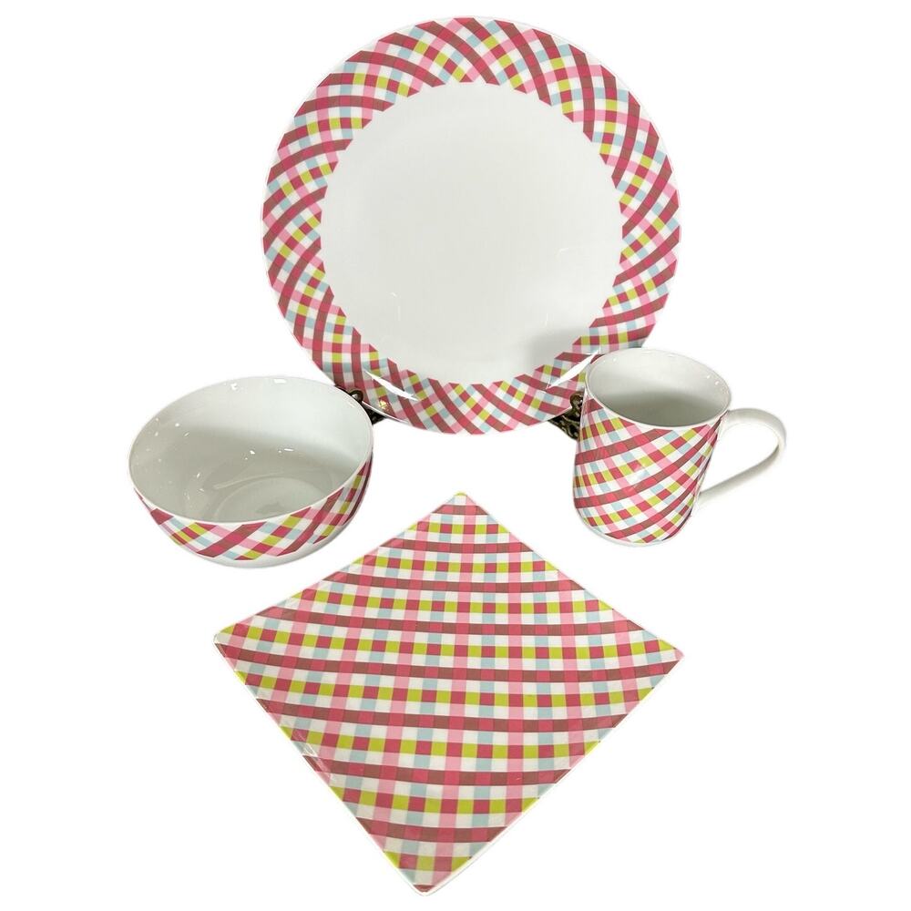 TableTops Gallery Gingham Dinnerware 4-Piece Place Setting